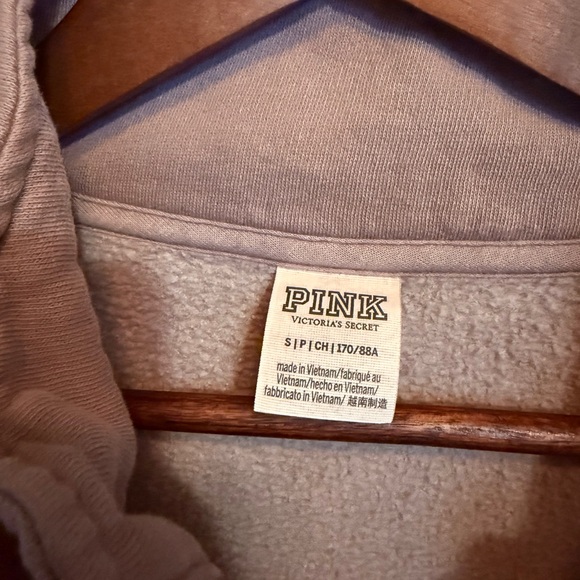PINK Victoria's Secret Taupe Quarter-Zip Sweatshirt - Picture 5 of 7